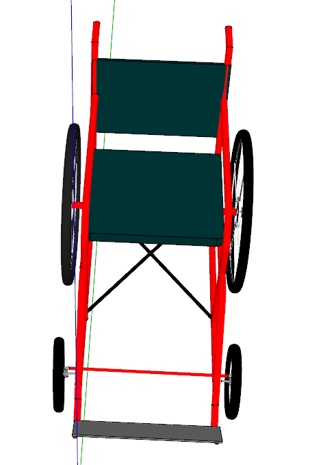 现代红色折叠轻便轮椅su模型-图二