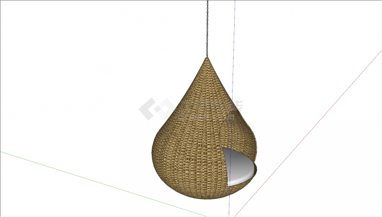 竹木编制水滴型吊椅su模型-图二