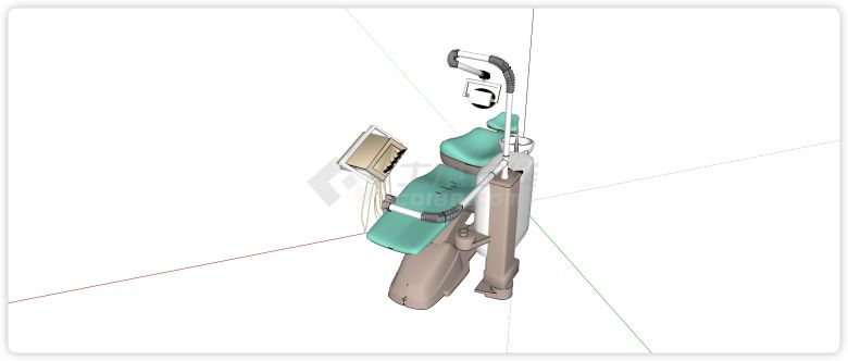 牙科绿色躺椅医疗器械su模型-图二