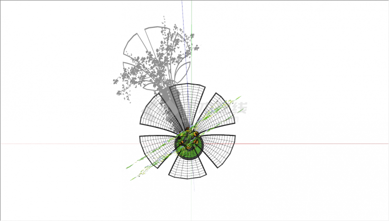 现代绿植装饰抽象艺术雕塑su模型-图一