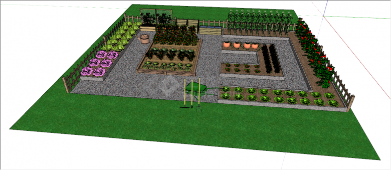 现代乡村菜园庭院su模型-图一