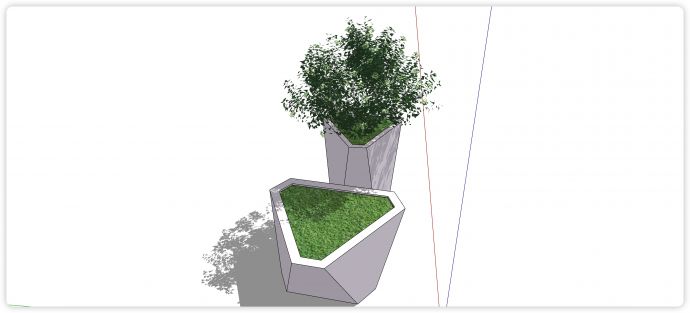 高低三角形异形树池su模型_图1