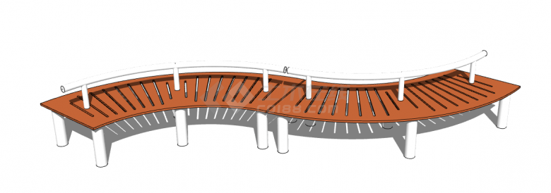 曲线座椅及种植池座椅su模型 -图二