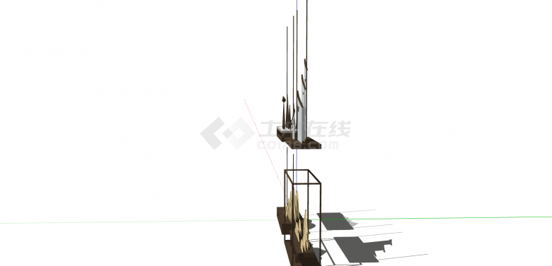 中式房屋山水造型灯具组合su模型-图二