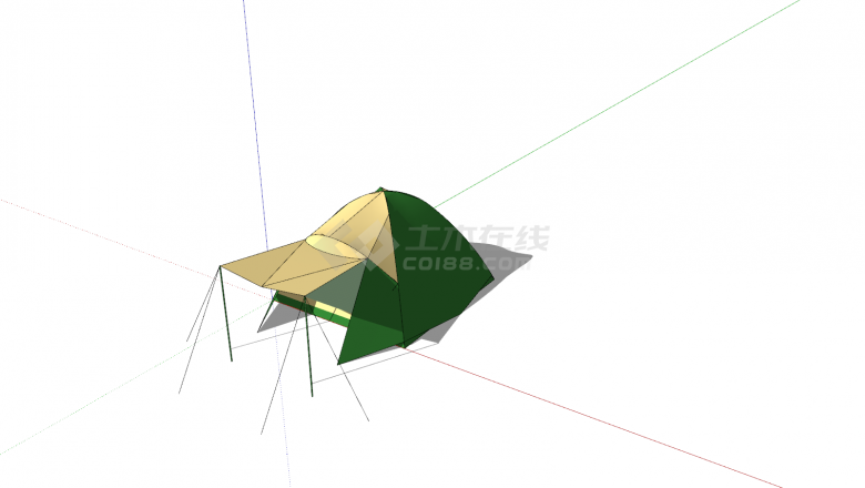 帐篷三角形双色拼接su模型-图一