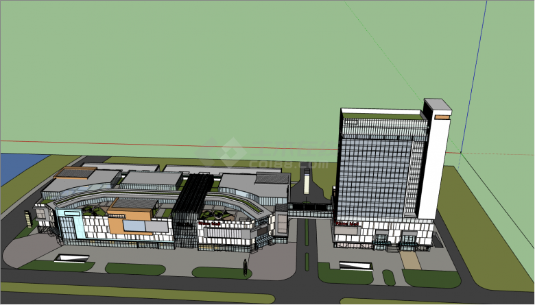 现代化综合大型商业广场su模型-图二