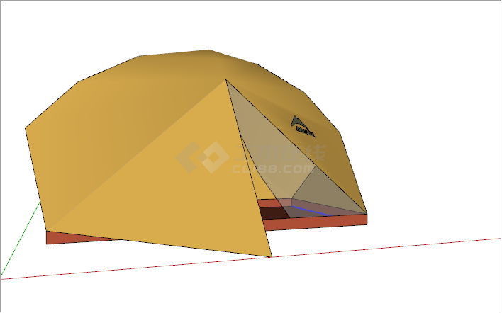 现代户外黄色露营帐篷su模型-图二