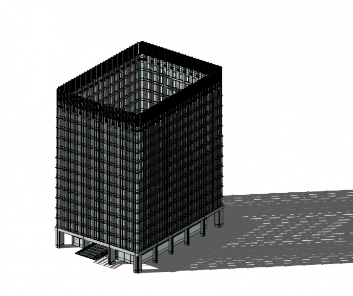 现代高大挺拔玻璃办公楼雨棚su模型_图1