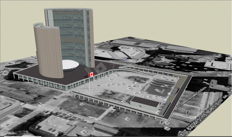 现代圆弧形办公楼白色顶棚su模型-图二