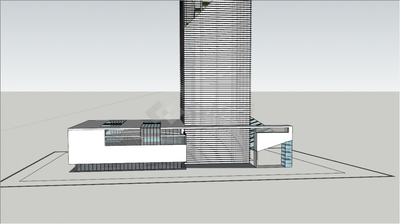 高层设计方案一楼带设计感大厅su模型-图二