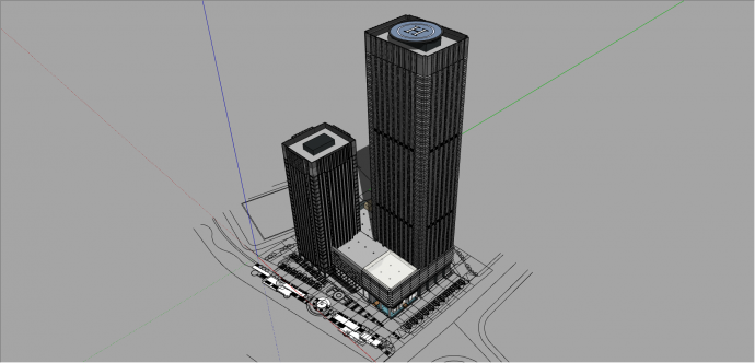 超高层综合体办公酒店su模型_图1