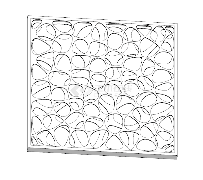 不规则形状拼接的穿孔板建筑表皮 su模型-图二