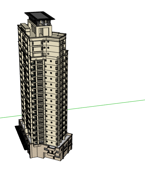 现代大型高层公寓大楼su模型-图一