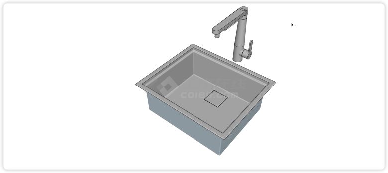 直角方盆不锈钢台盆水槽组合su模型-图二