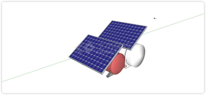 双蓝色太阳能板热水器su模型-图一