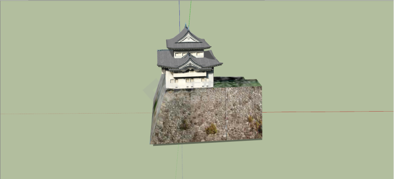 石质双重翼顶日本古建su模型-图二