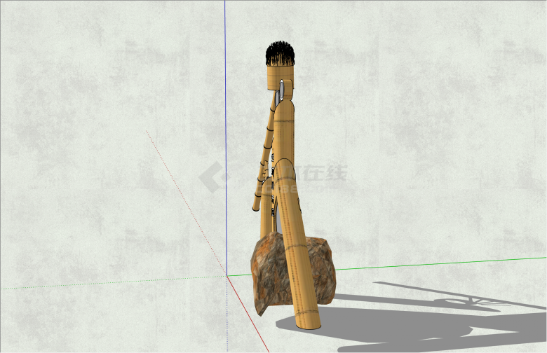 创意竹子石头组合导视指示牌su模型-图二
