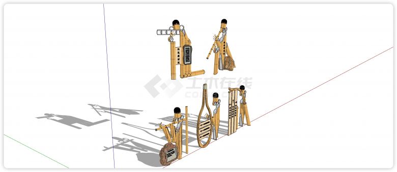 竹子结构人形指示牌su模型-图二