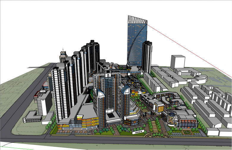 现代大型完整城市中心综合体商业中心设计su模型-图二