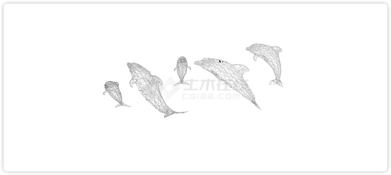 五个跳跃的海豚大堂吊灯su模型-图二