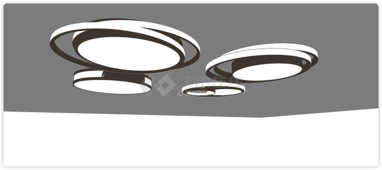相交环形造型现代吸顶灯SU模型-图二