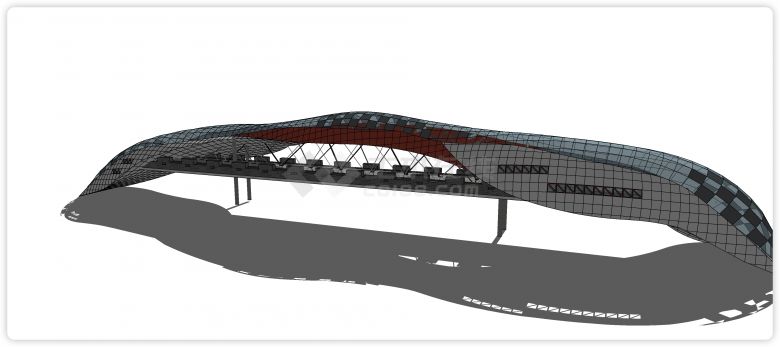  Su model of modern style bridge with black brick handrail fence - Figure 2