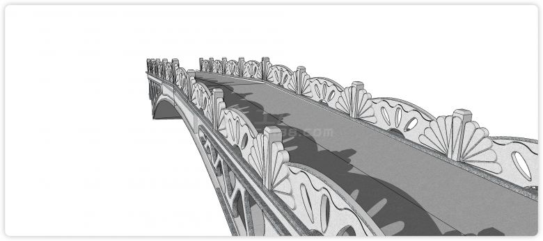 菊花造型围栏拱桥现代风格桥su模型-图二