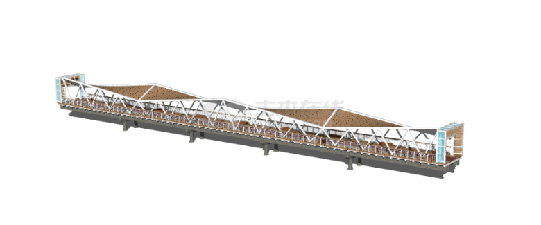 钢结构的现代风格桥su模型-图一