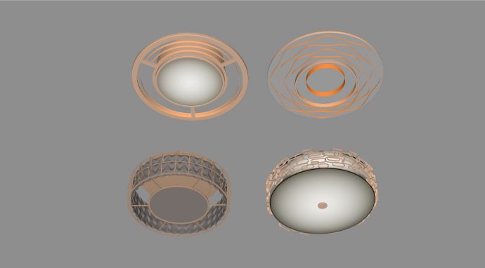 波浪圆环造型玻璃吸顶灯su模型_图1