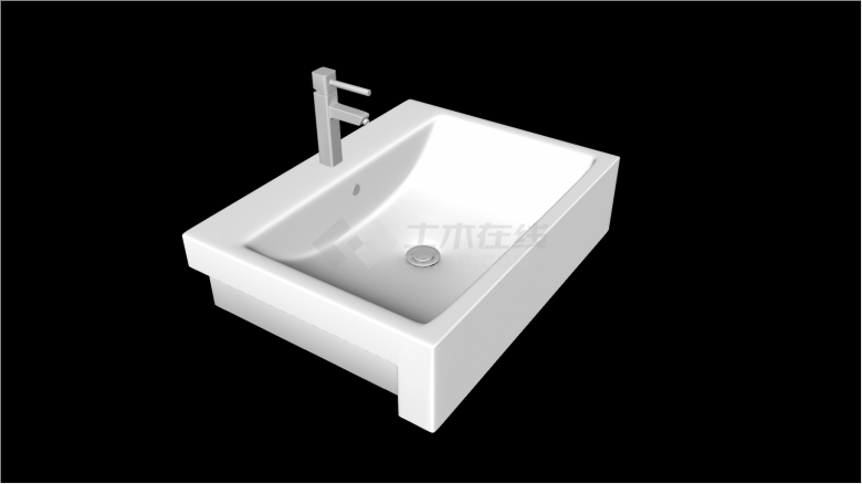 室内洗手盆组合方形弧度su模型-图二