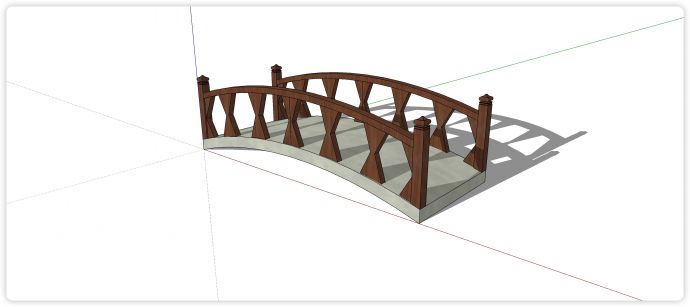 胡桃木蝴蝶结造型围栏木桥su模型_图1