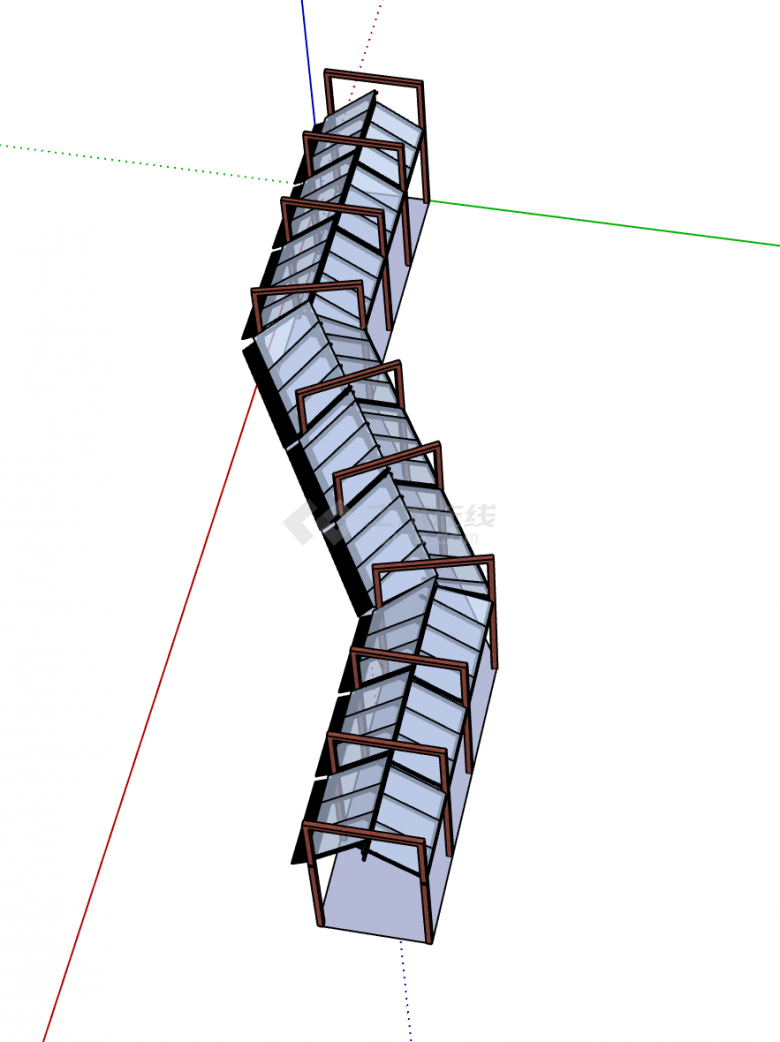 公园玻璃廊桥设计su模型-图二