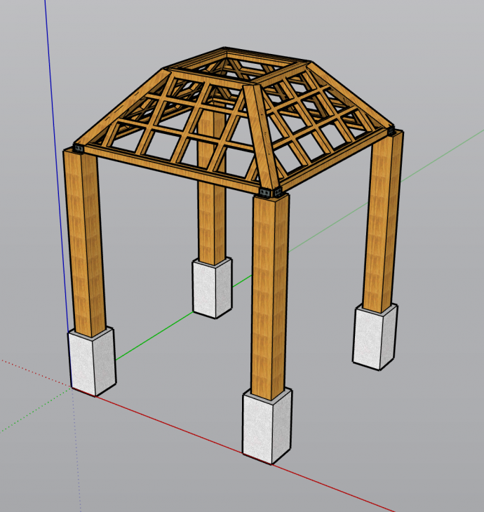 小区木质休息庭设计su模型_图1