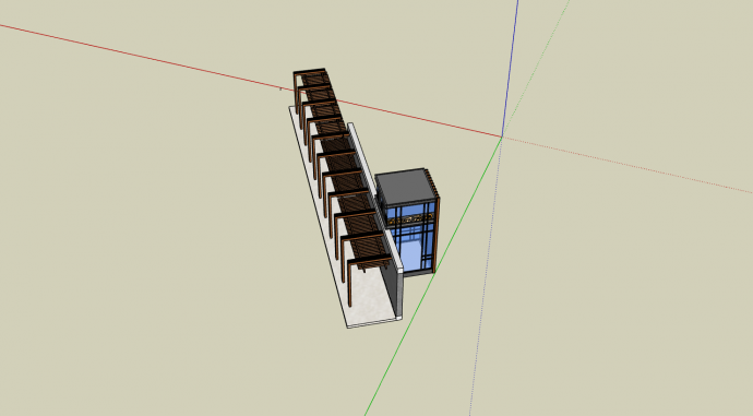 现代开放式木制廊架su模型_图1