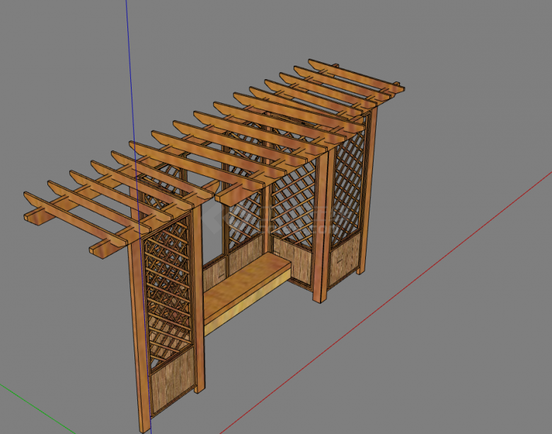 实木框架的小廊架su模型-图二