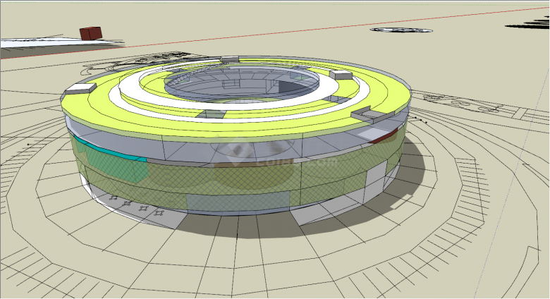 博物馆设计绿色圆形su模型-图二