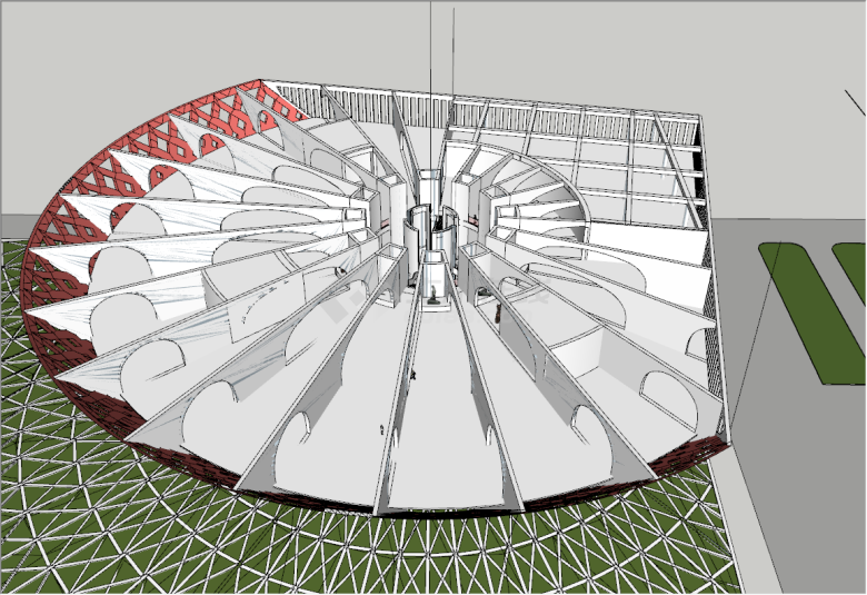 现代创意扇形设计美术馆su模型-图二