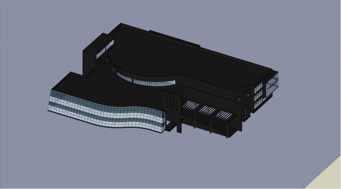 黑色主题的三层文化馆设计su模型_图1