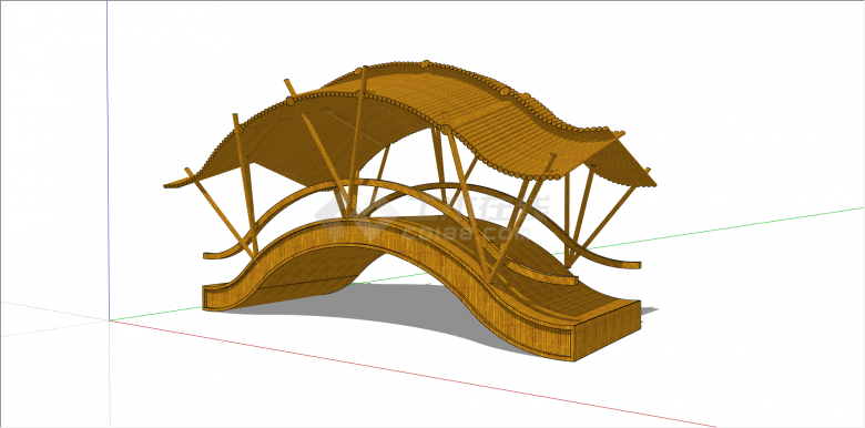 木制系创意型廊桥 su模型-图二