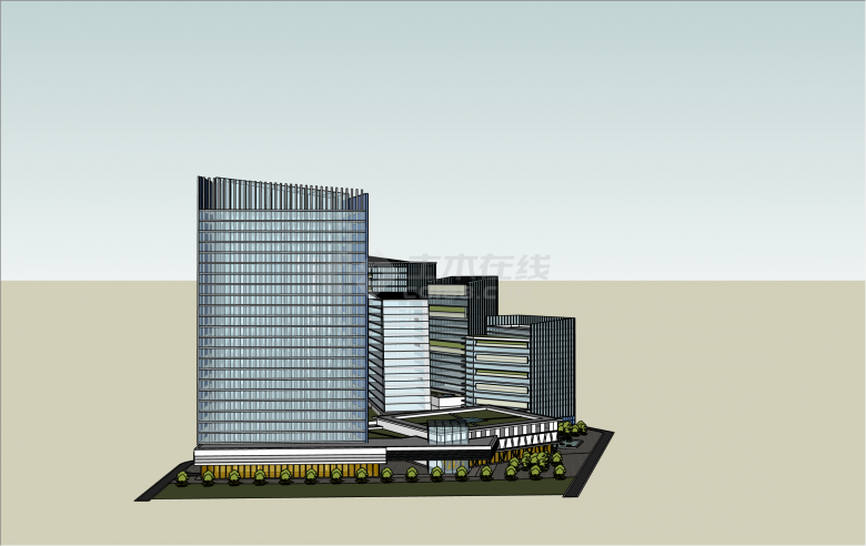 创意现代风格商业综合体su模型-图二