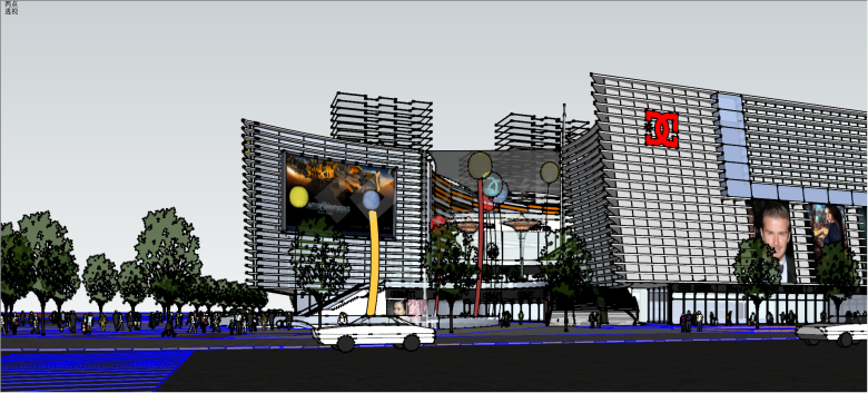 某区现代化大型商场效果su模型-图一