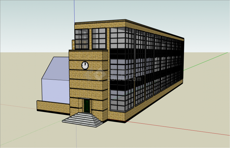 L型砖砌现代厂房su模型-图二