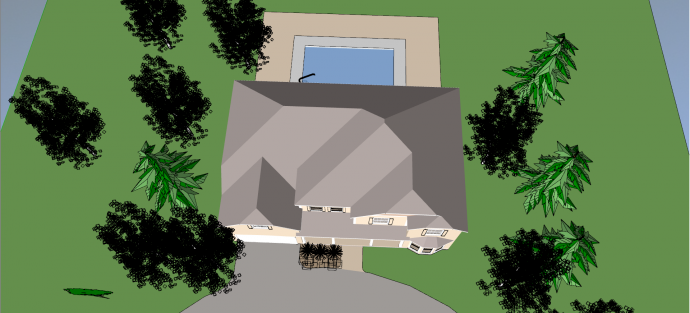 两层双坡顶带游泳池别墅庭院su模型_图1