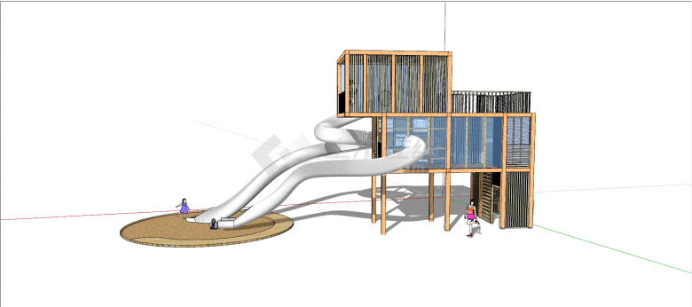 现代创意三层木质集装箱住宅SU模型-图一