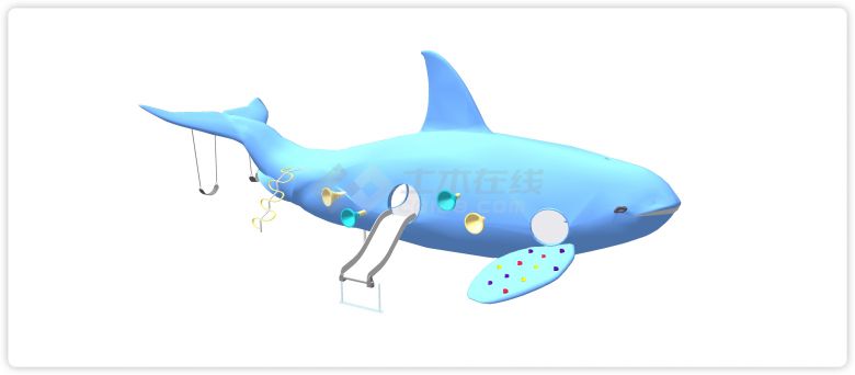鲸鱼滑梯现代鱼主题儿童游乐设施su模型-图一