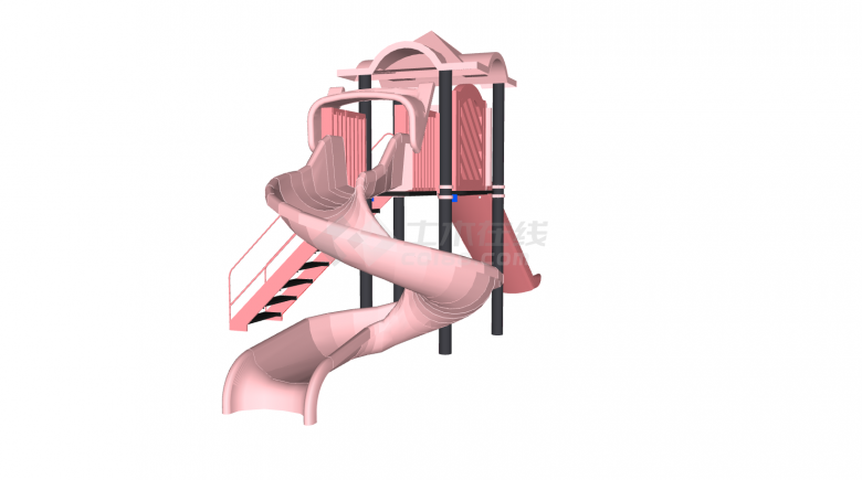 粉色滑滑梯户外游乐场地su模型-图二