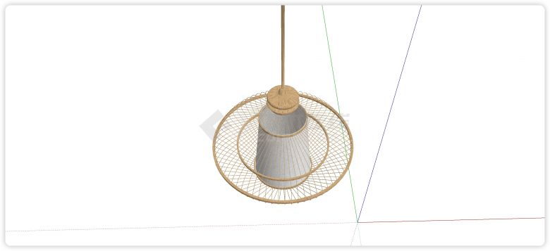 陀螺形木条网状结构吊灯su模型-图二