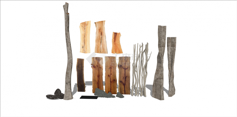 现代多款式木材组合su模型-图一