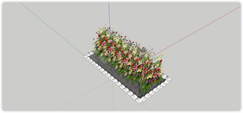 波浪形围栏百合花室内植物su模型-图二