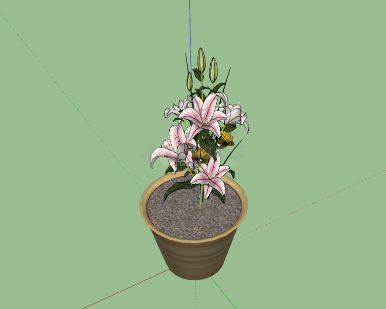 一小盆室内景观植物su模型-图二